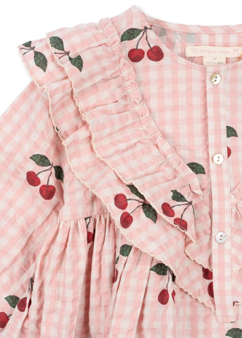 Konges Slojd Pink Plaid Cherry Dress