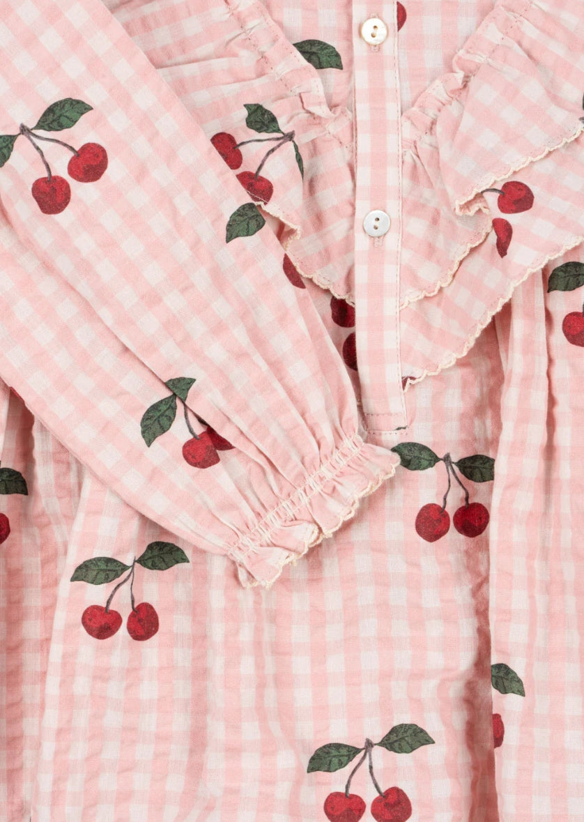 Konges Slojd Pink Plaid Cherry Dress