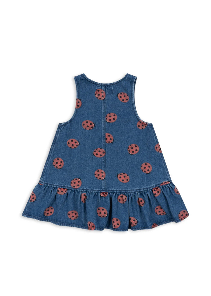 Konges Slojd Sleeveless Denim Dress with Ladybug Print