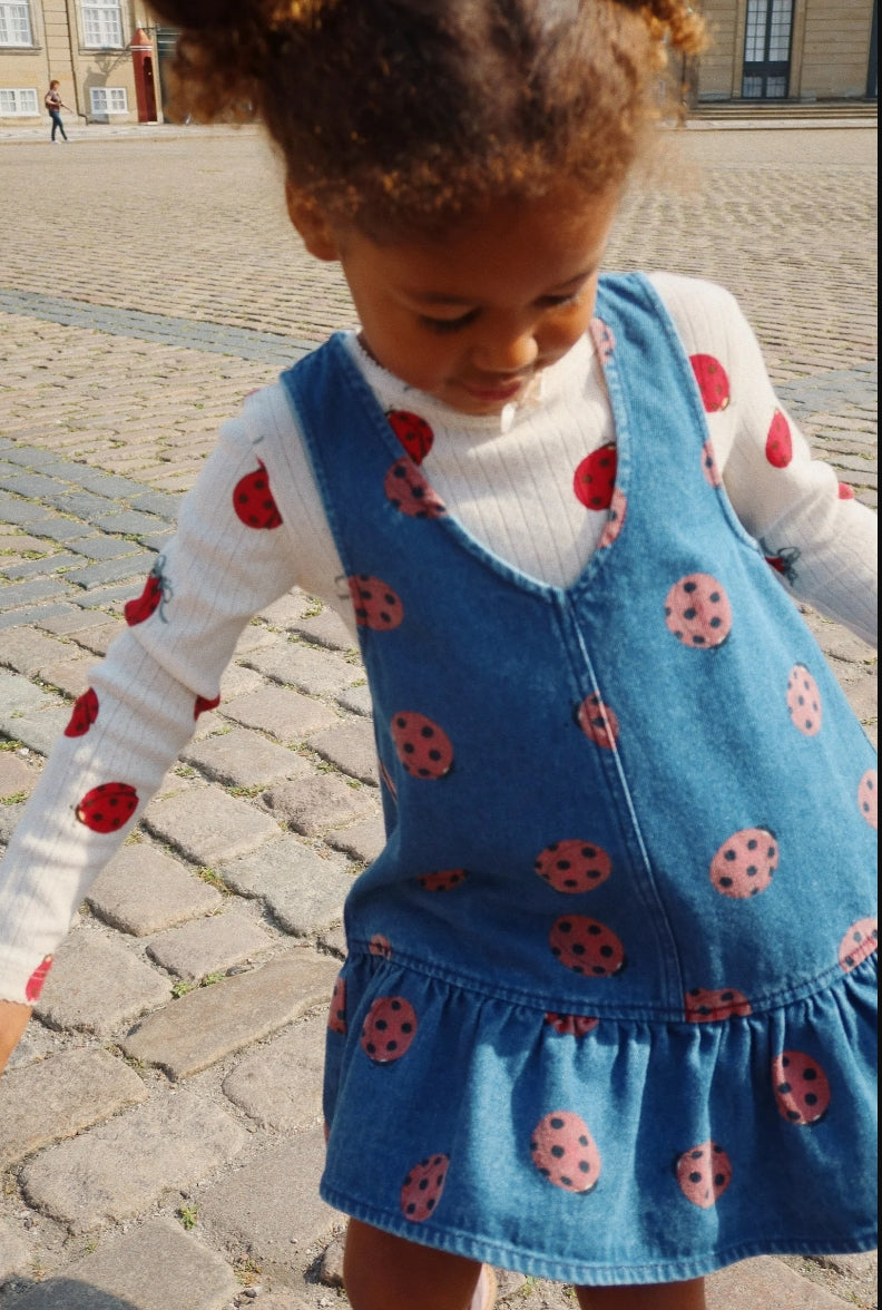 Konges Slojd Sleeveless Denim Dress with Ladybug Print