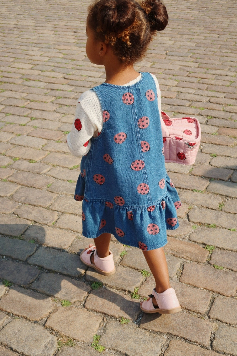 Konges Slojd Sleeveless Denim Dress with Ladybug Print