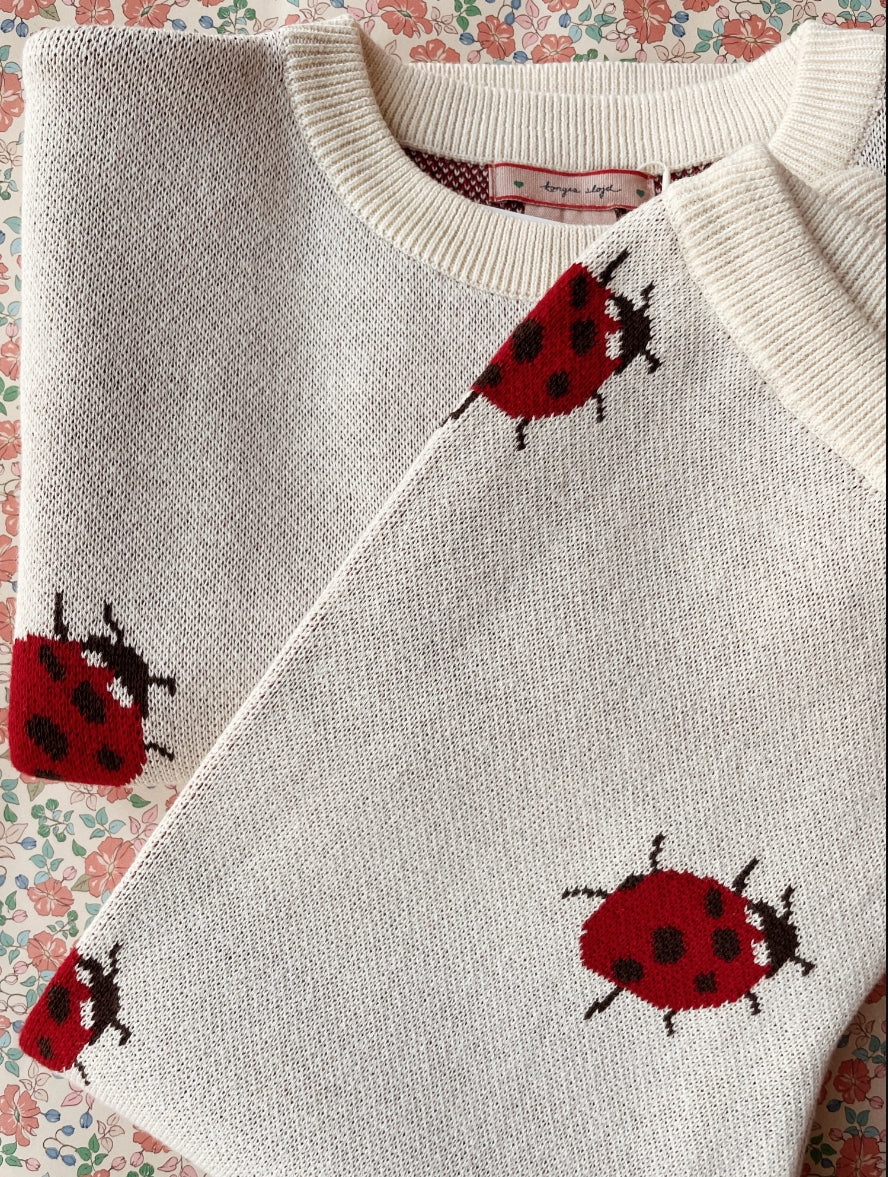 Konges Slojd Soft Ladybug Print Organic Cotton Knit Top