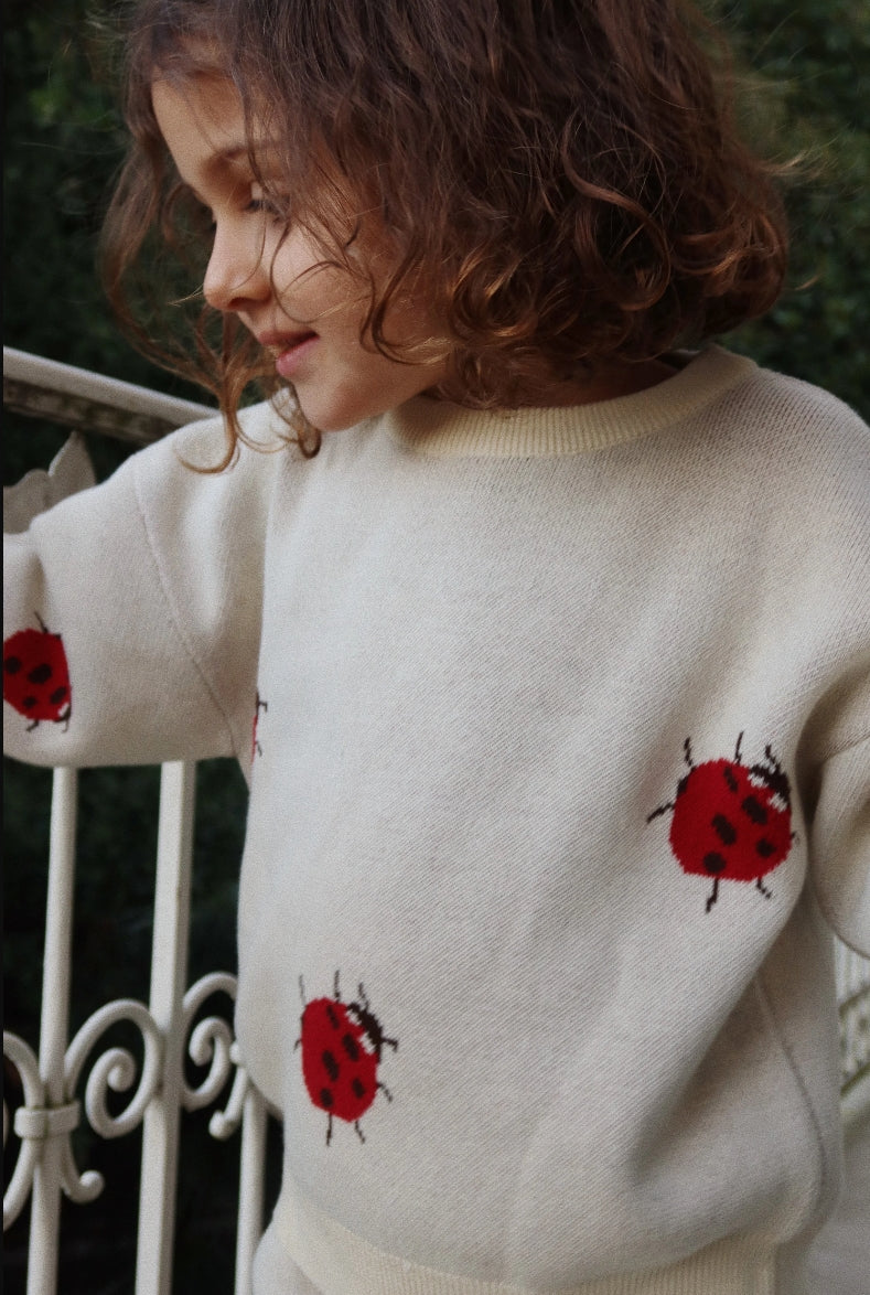 Konges Slojd Soft Ladybug Print Organic Cotton Knit Top