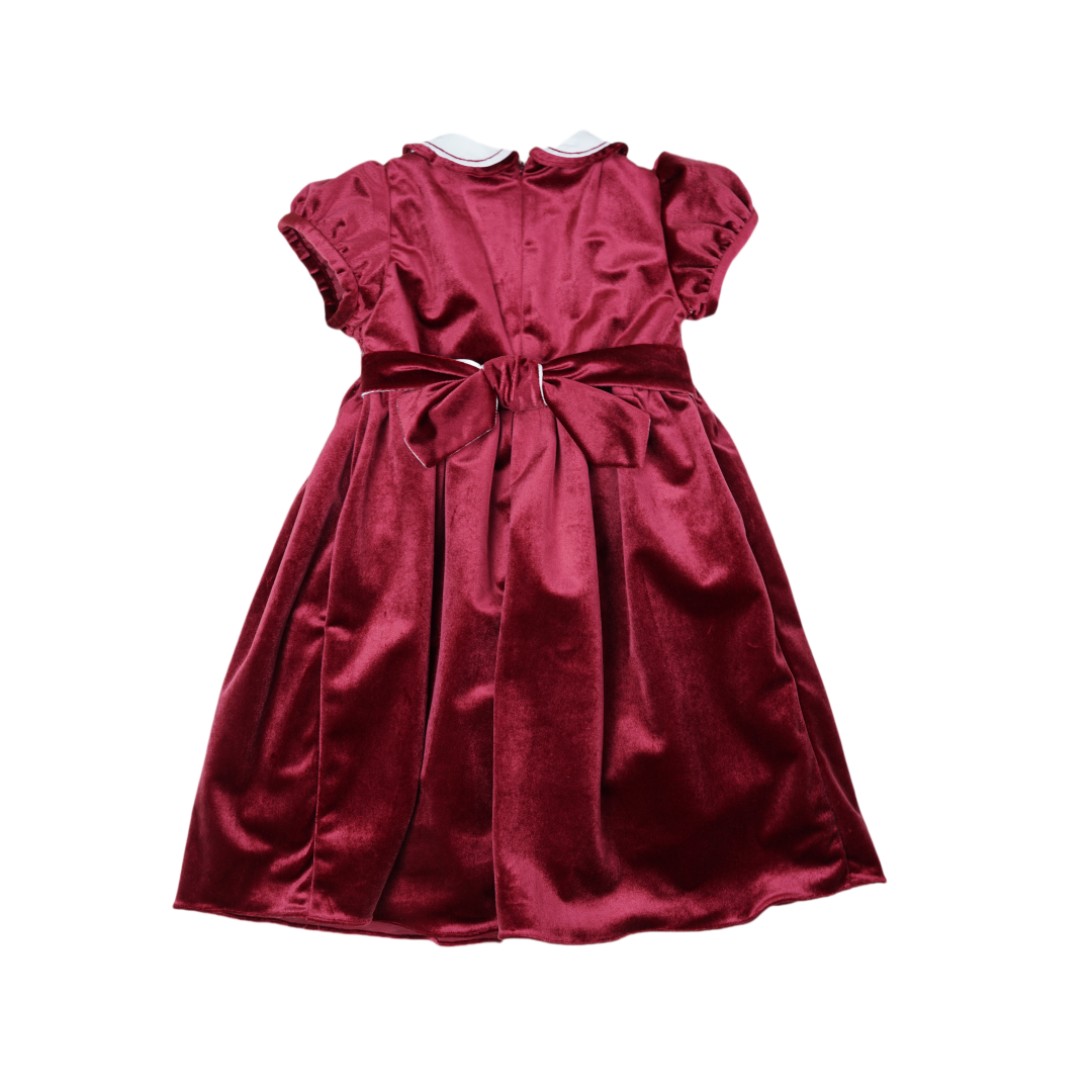 Luxury Velvet Christmas Hand-Embroidered Dress for Girls