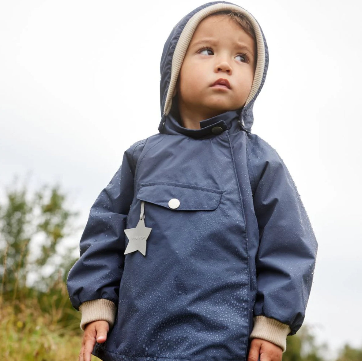 MINI A TURE Kids Waterproof Jacket with Detachable Hood & Reflective Details