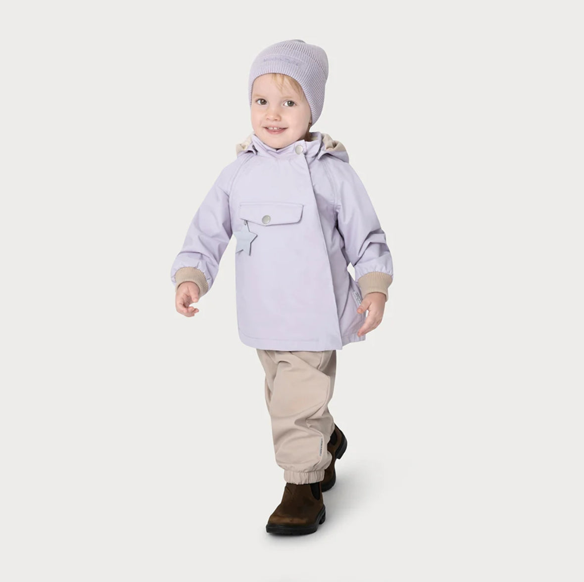 MINI A TURE Kids Waterproof Jacket with Detachable Hood & Reflective Details