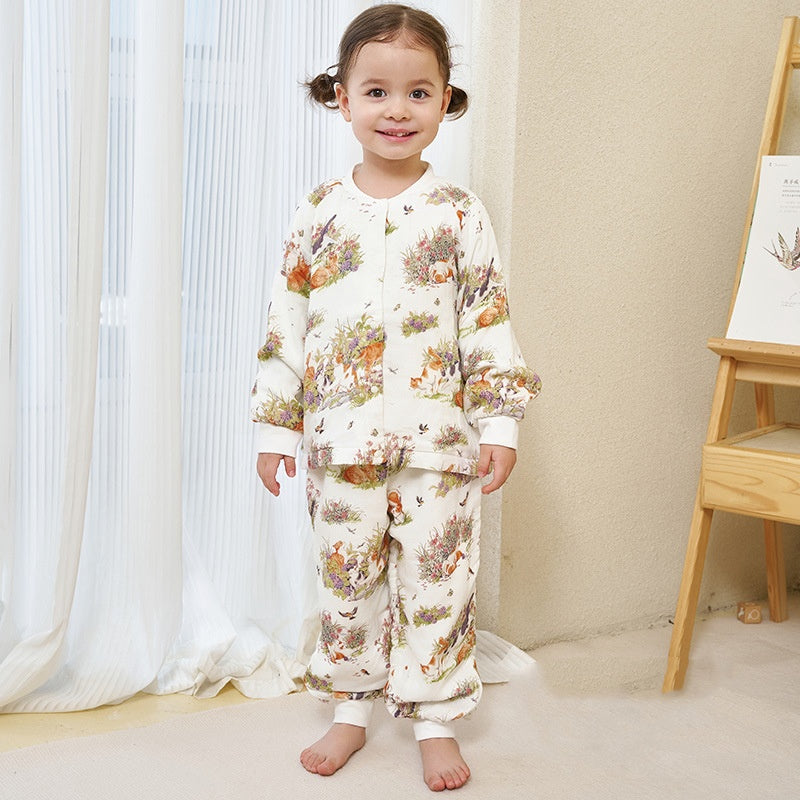 Soft Bamboo Cotton Gauze Garden Cat Loungewear