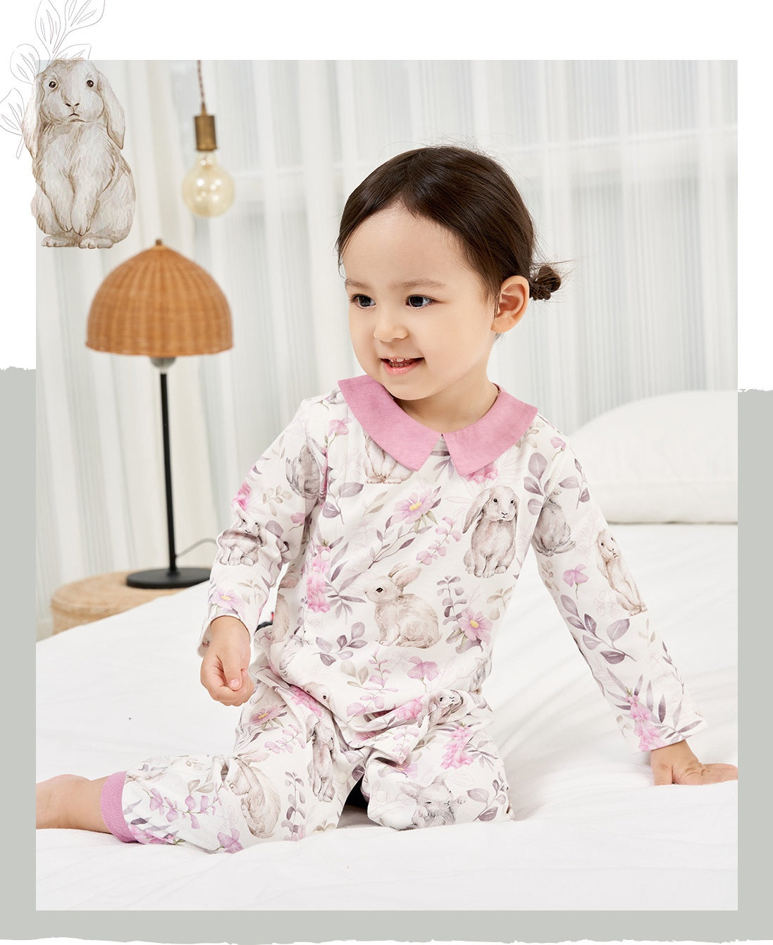 Baby Flower Bush Moe Rabbit Cotton Long Sleeve Bodysuit