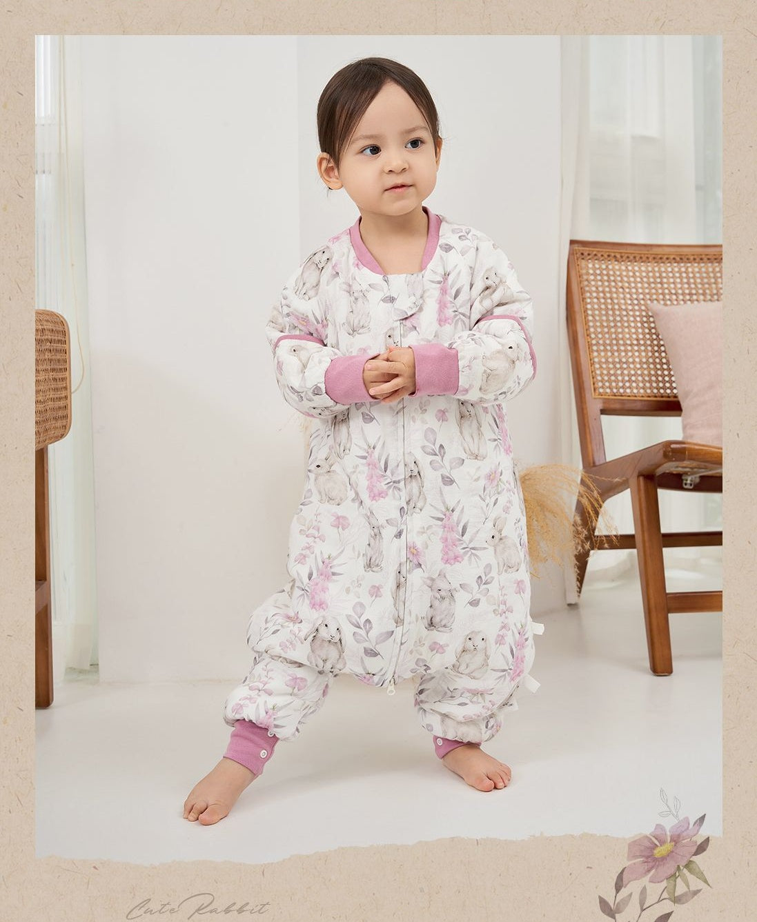 Baby Flower Bush Moe Rabbit Sleeping Bag (Thin Sandwich Cotton 2.5TOG)