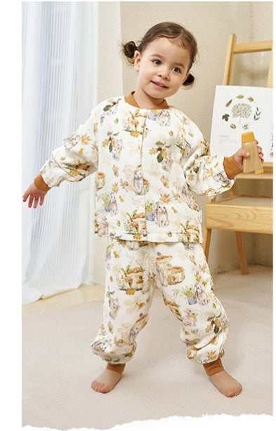 Children's bamboo cotton gauze Peter Rabbit winter loungewear