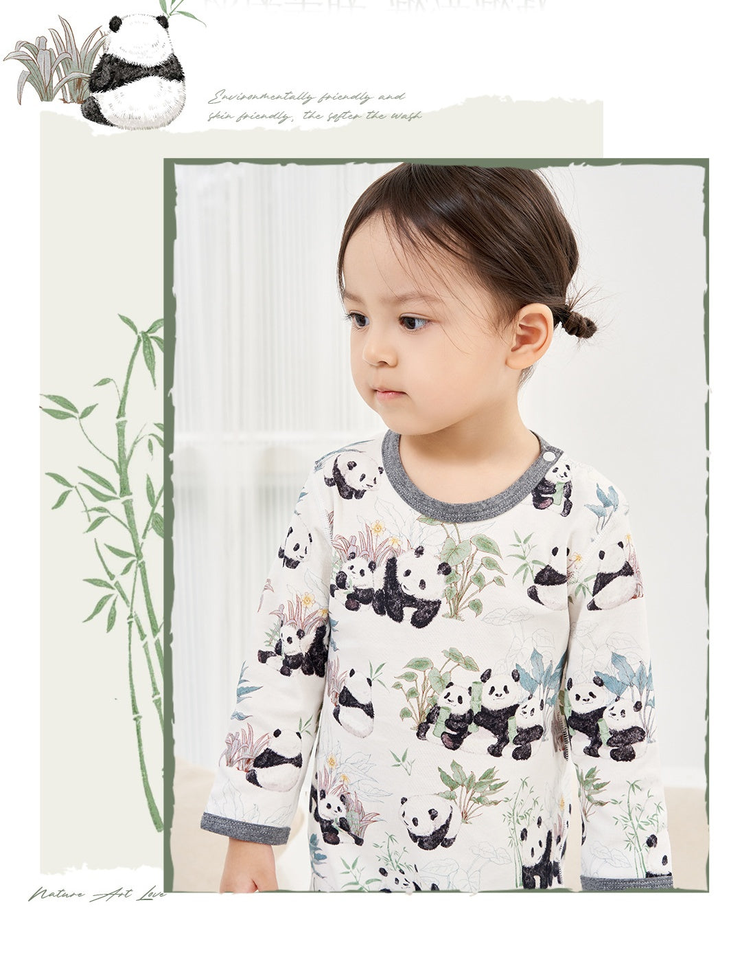 Baby Bamboo Garden Panda Cotton Long Sleeve Bodysuit