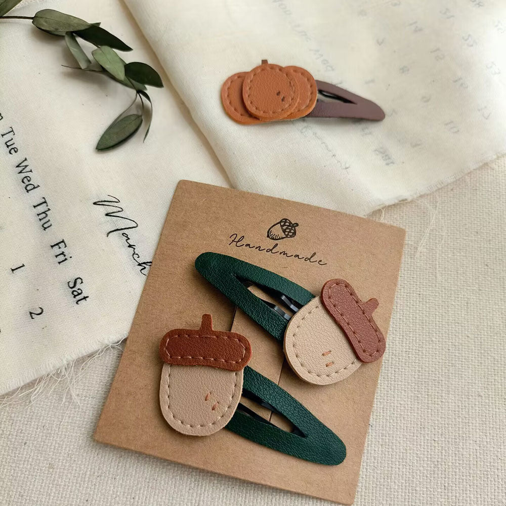 Cute Acorn Pumpkin Girls Hair Clips