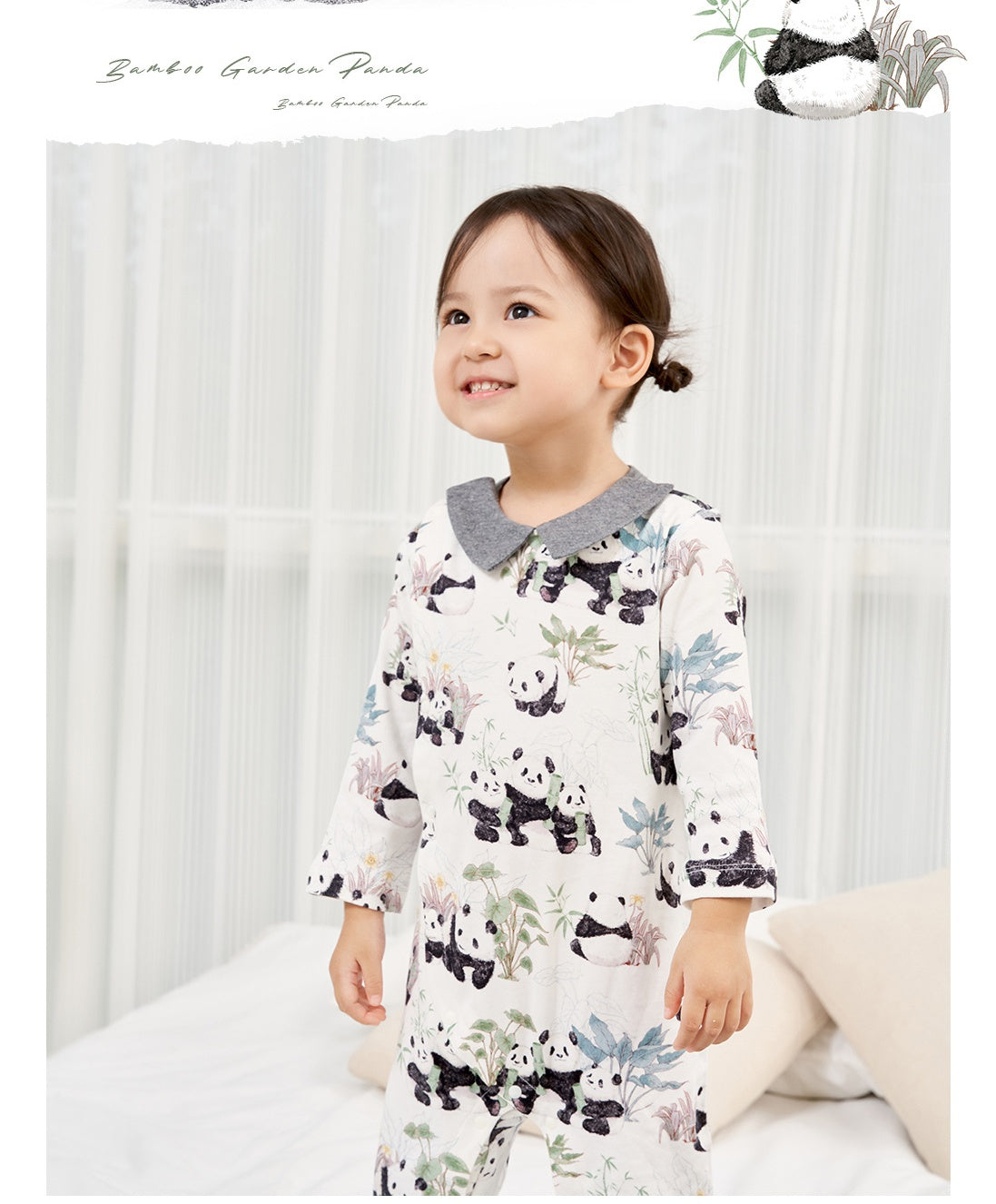 Baby Bamboo Garden Panda Cotton Long Sleeve Bodysuit