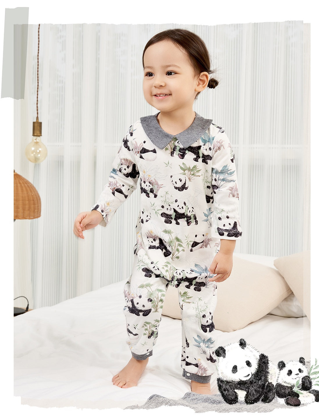 Baby Bamboo Garden Panda Cotton Long Sleeve Bodysuit