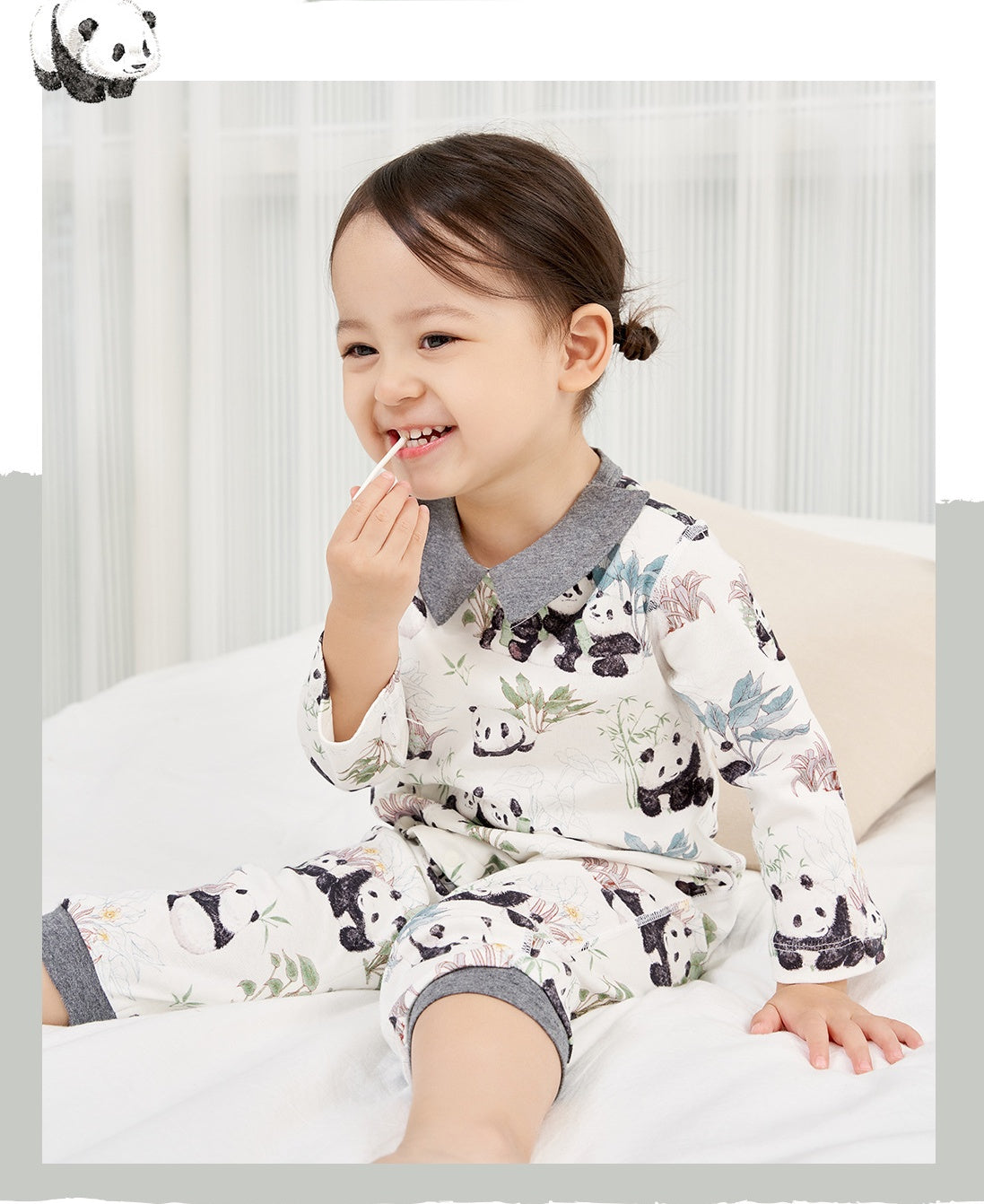 Baby Bamboo Garden Panda Cotton Long Sleeve Bodysuit