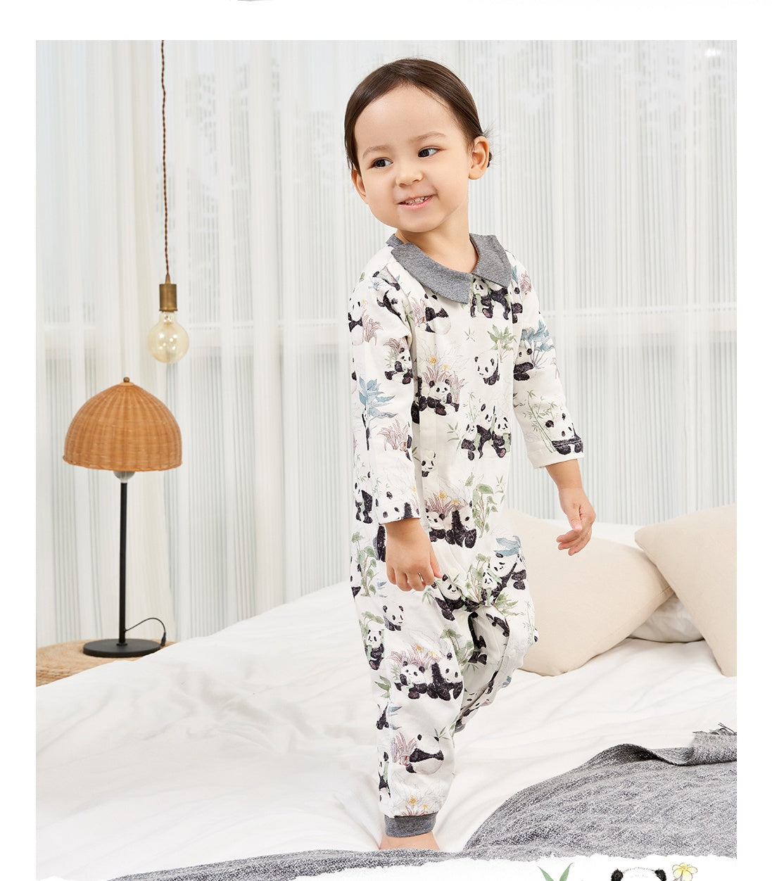 Baby Bamboo Garden Panda Cotton Long Sleeve Bodysuit