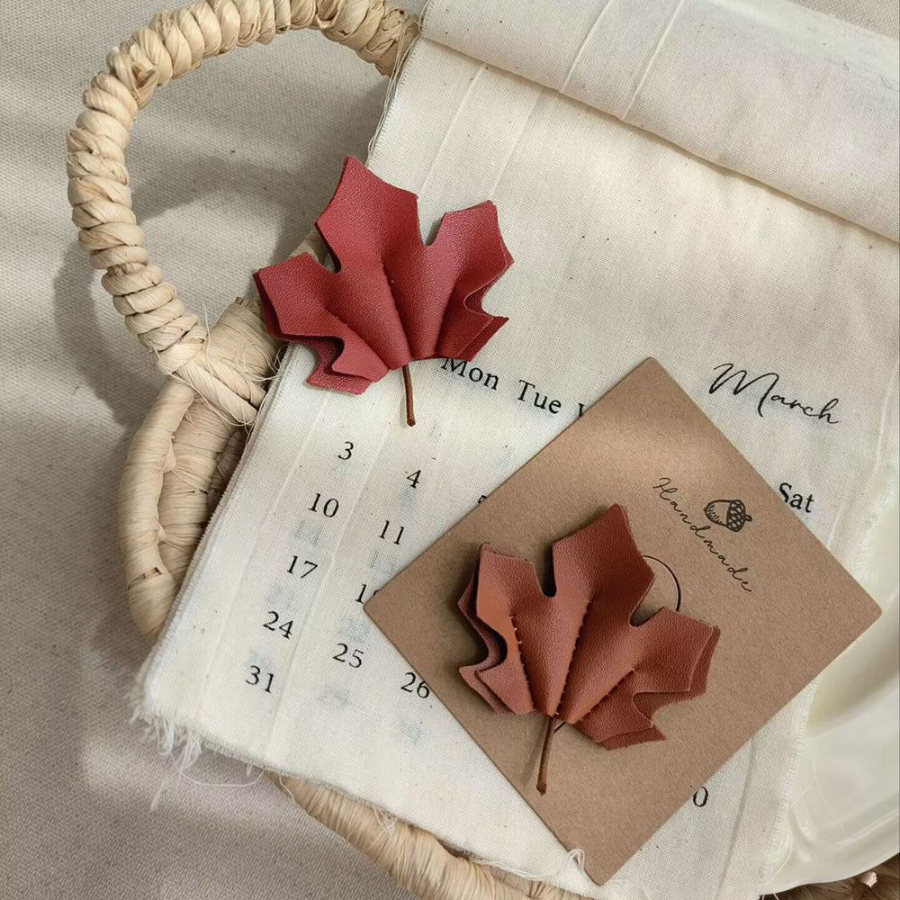 Cubic Maple Leaf Girl's Hair Clip