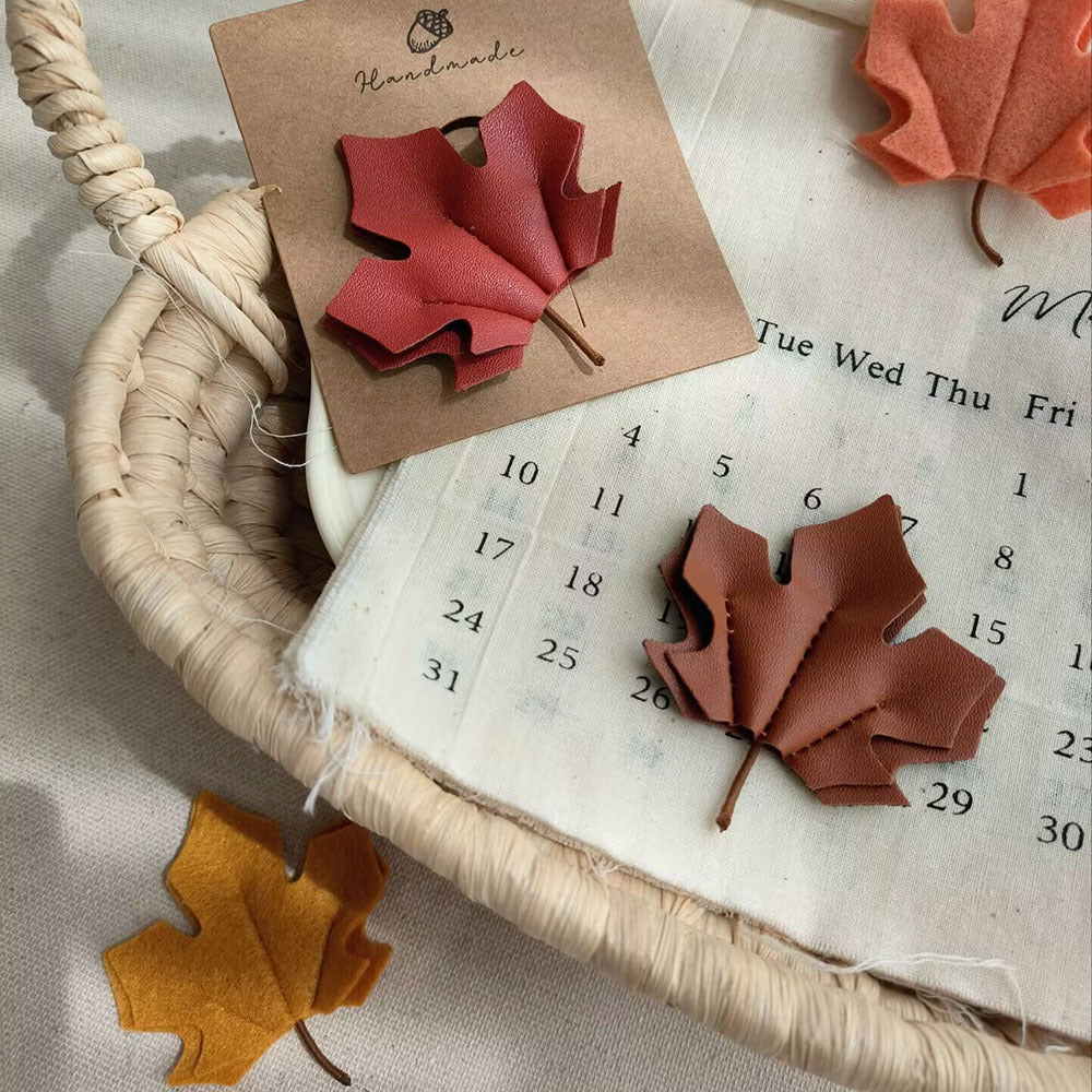 Cubic Maple Leaf Girl's Hair Clip