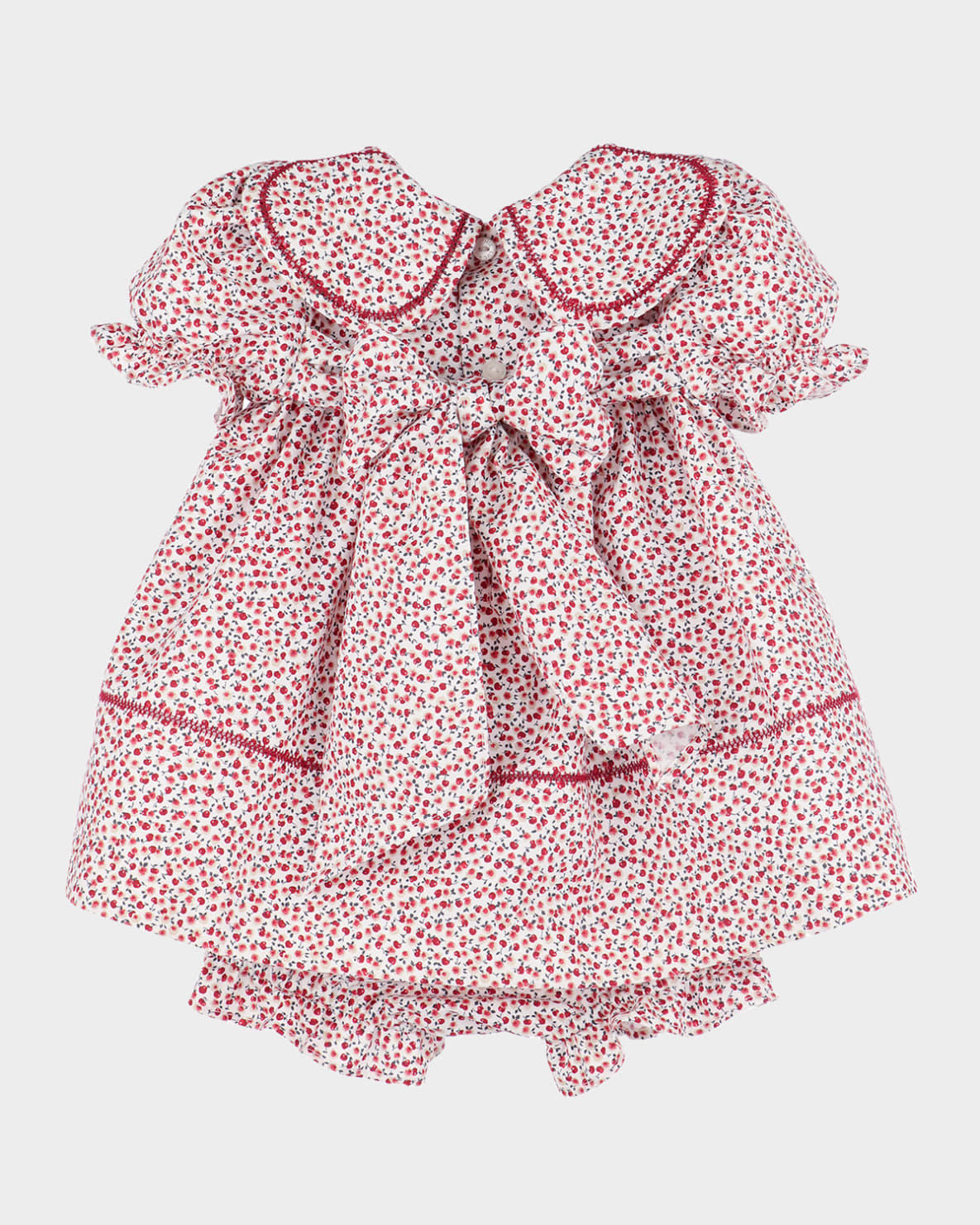 Red Floral Cotton Dress with Peter Pan Collar