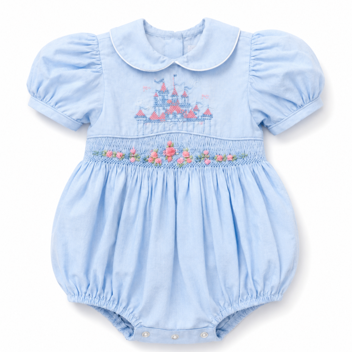 Baby Blue Princess Castle  Bubble Romper