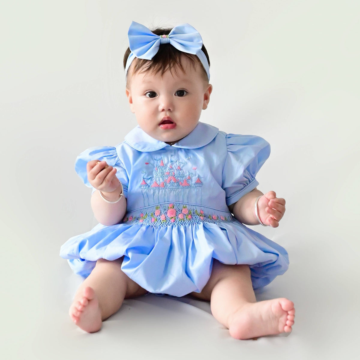 Baby Blue Princess Castle  Bubble Romper