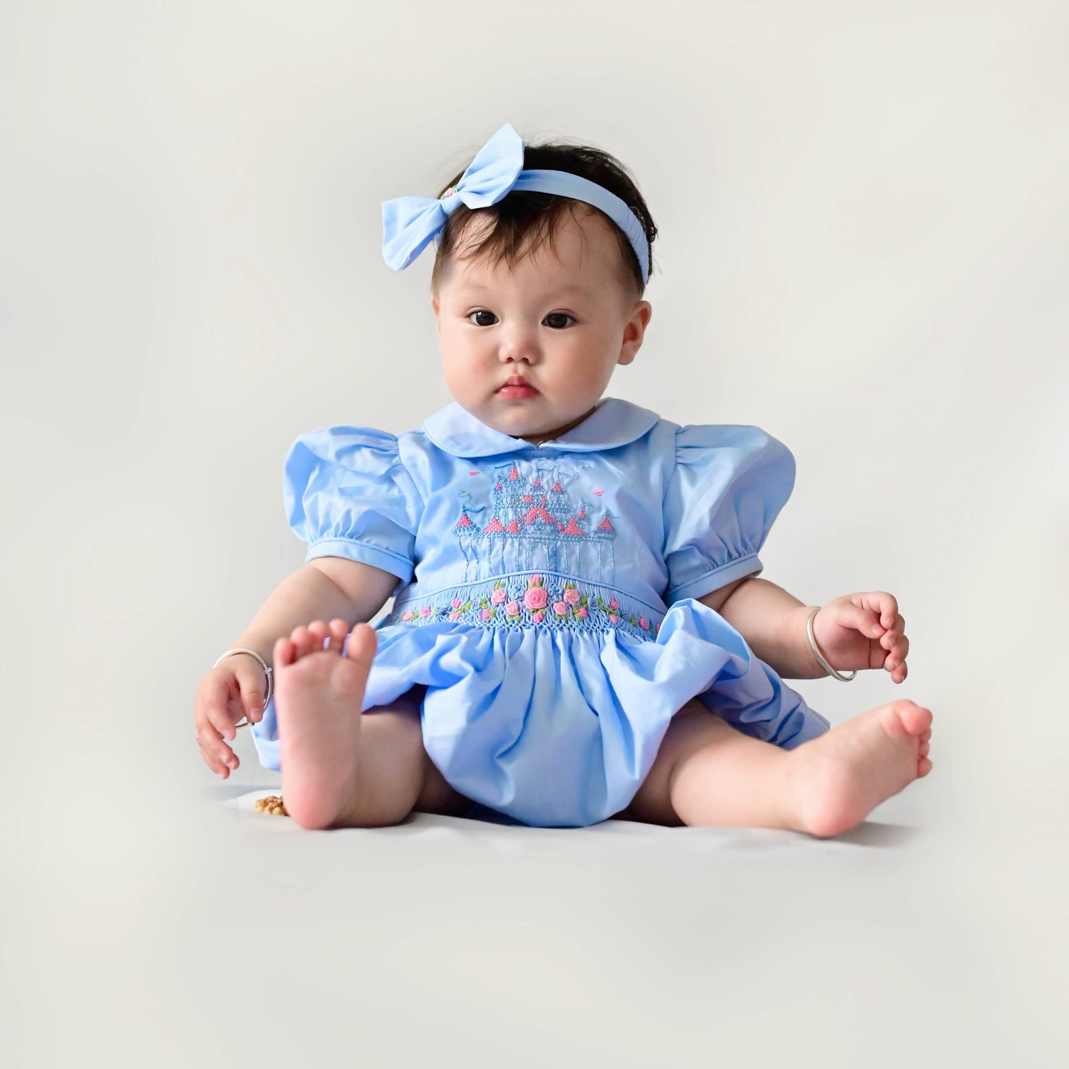 Baby Blue Princess Castle  Bubble Romper