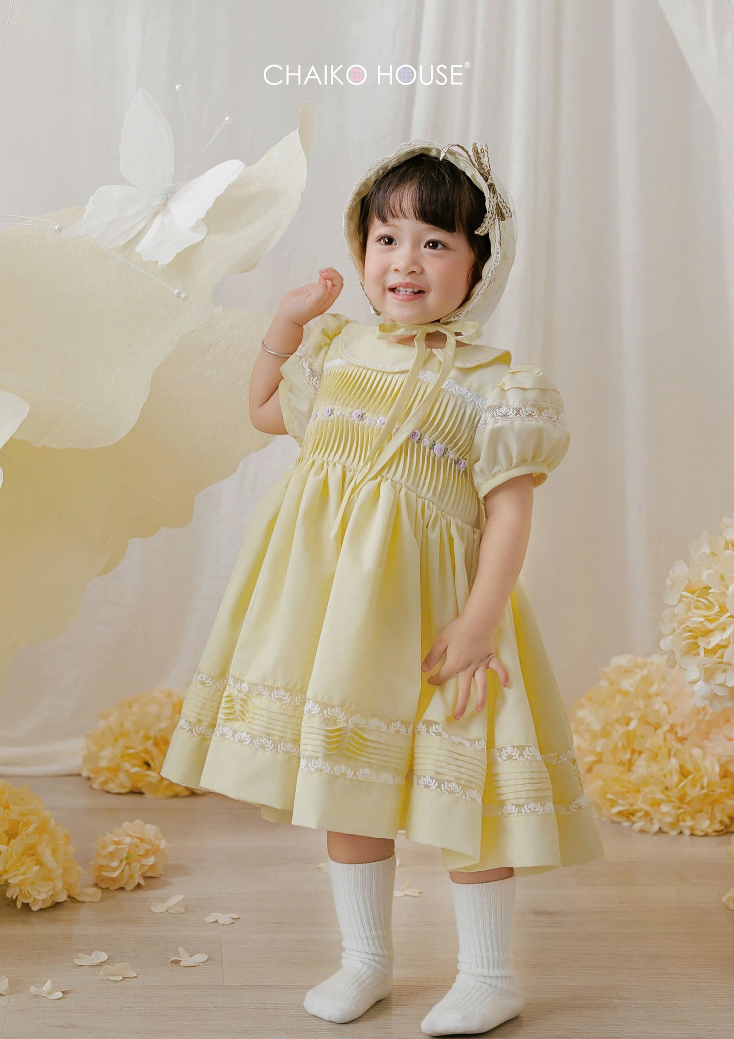 Buttercup Lace Pintuck Dress丨Blue/White/Yellow