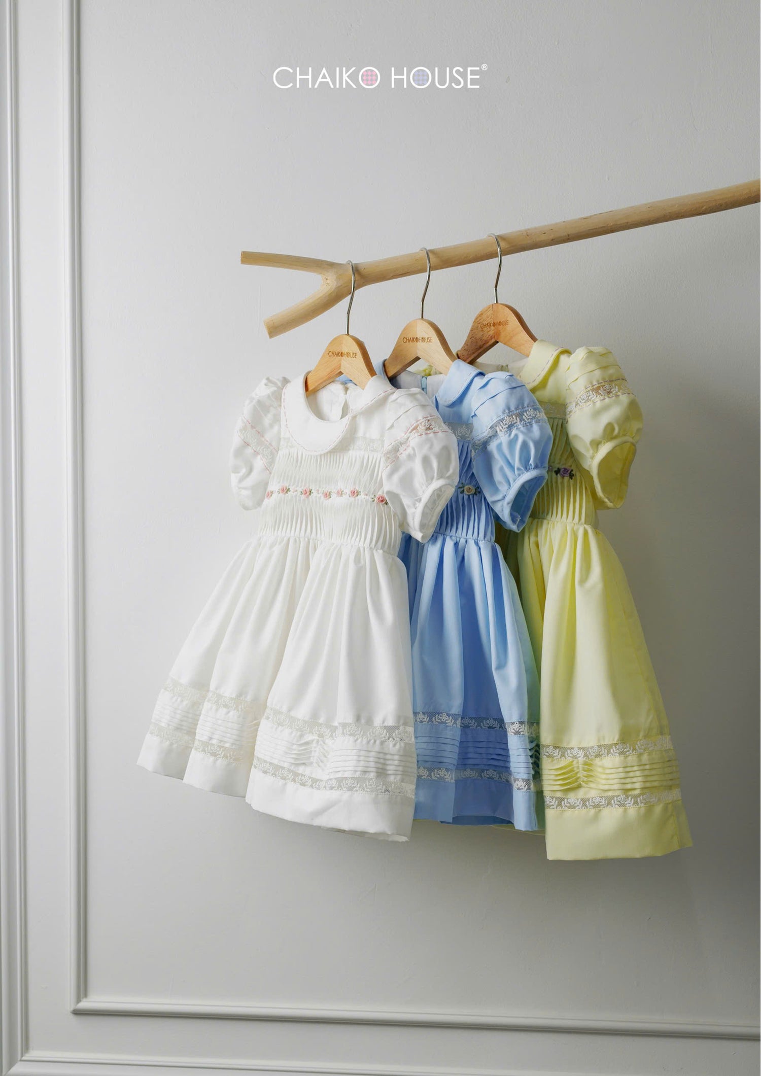 Buttercup Lace Pintuck Dress丨Blue/White/Yellow