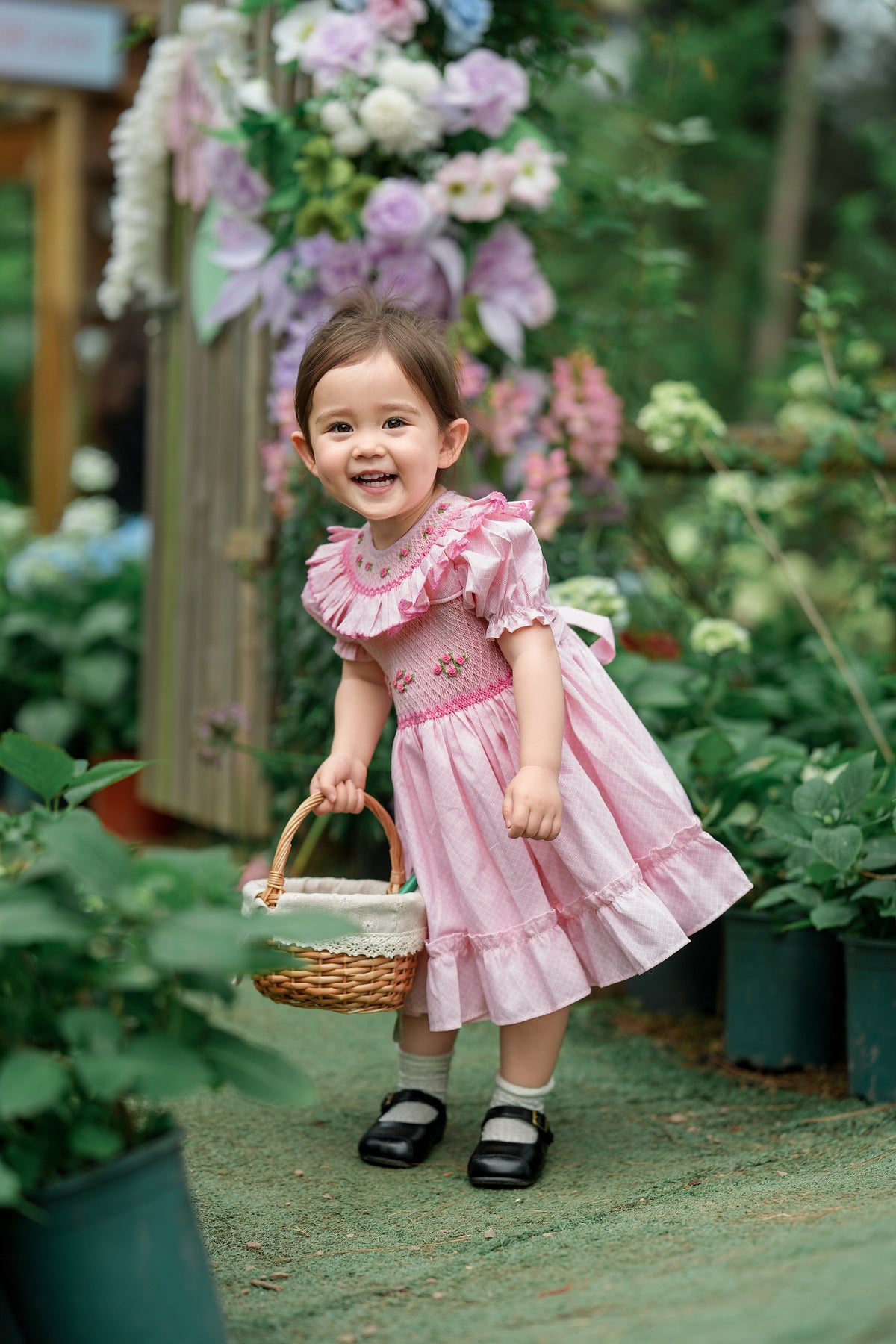 Classic Pink Check Hand-Smocked Dress