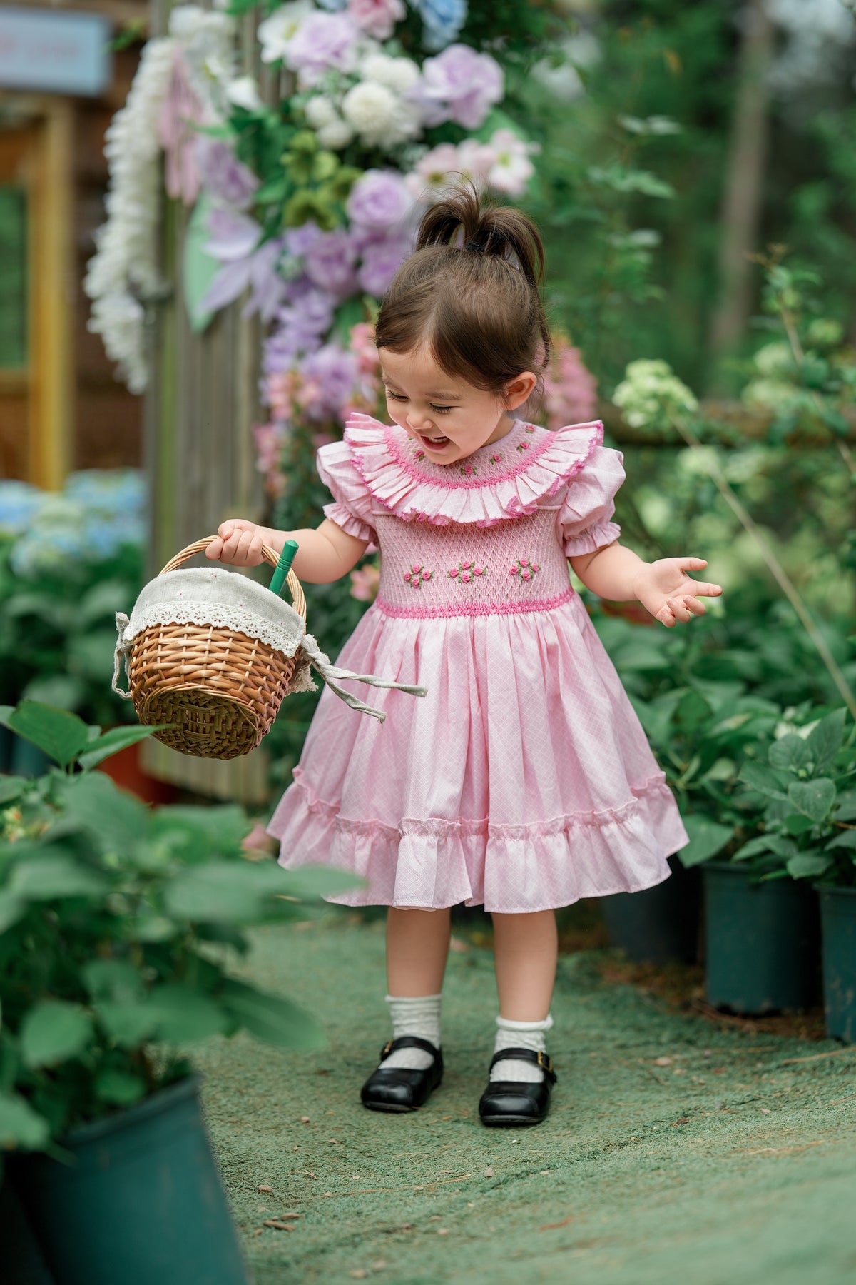 Classic Pink Check Hand-Smocked Dress