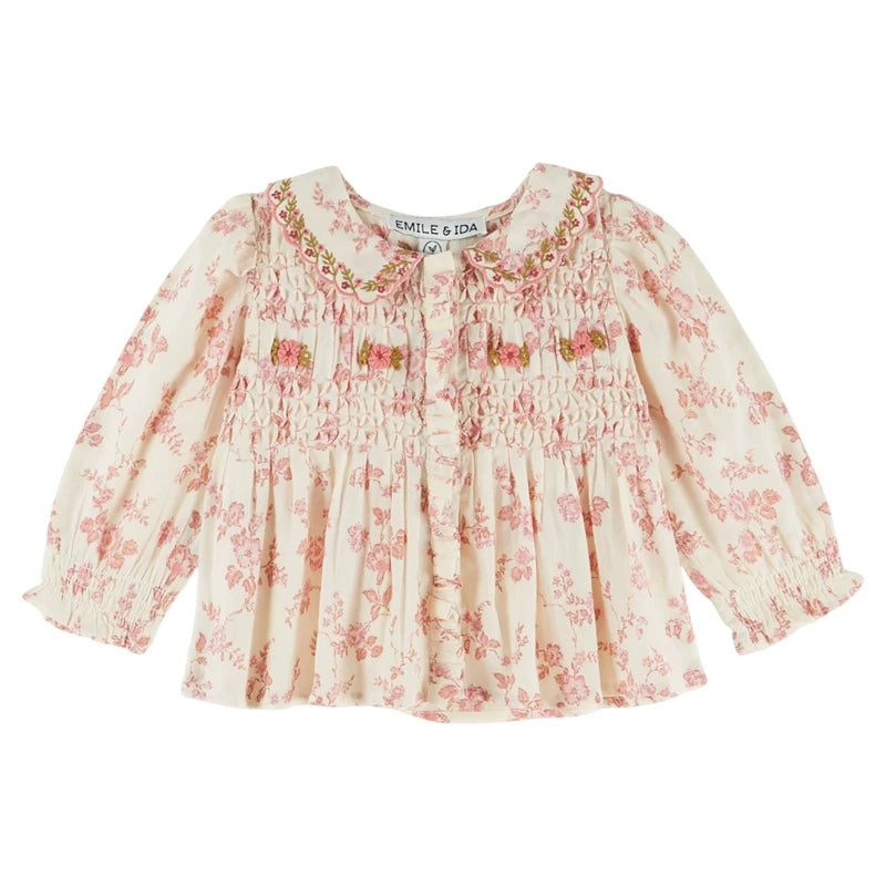 Pink Floral  Cotton Blouse