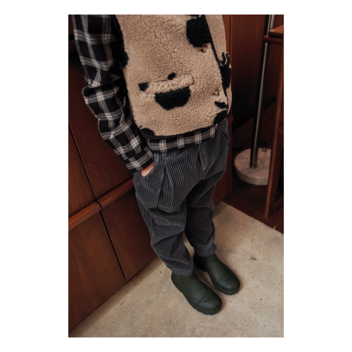 Emile et Ida Grey Apple Sherpa Fleece Vest