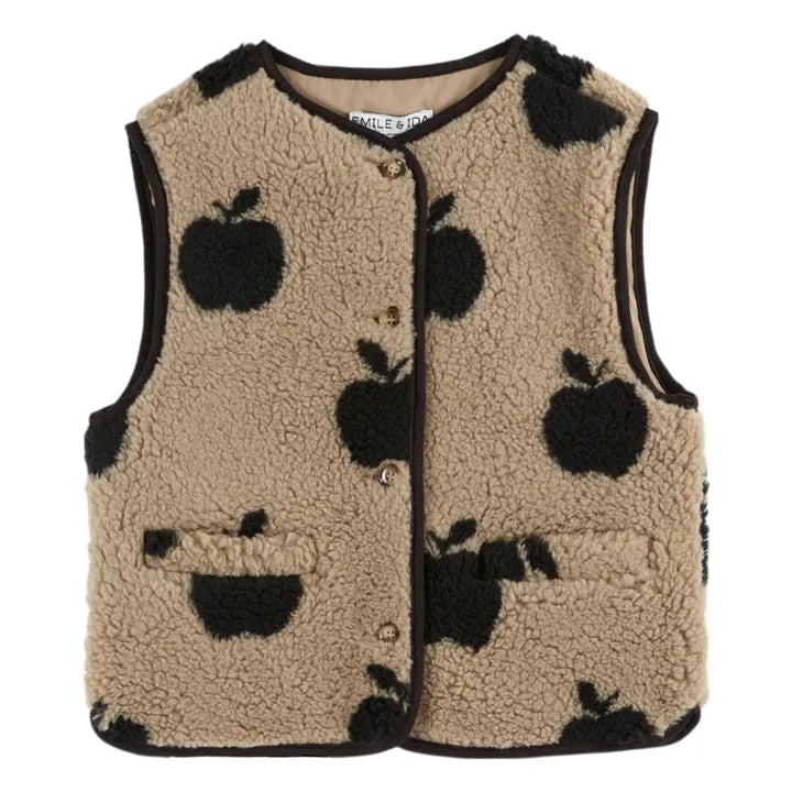 Emile et Ida Grey Apple Sherpa Fleece Vest
