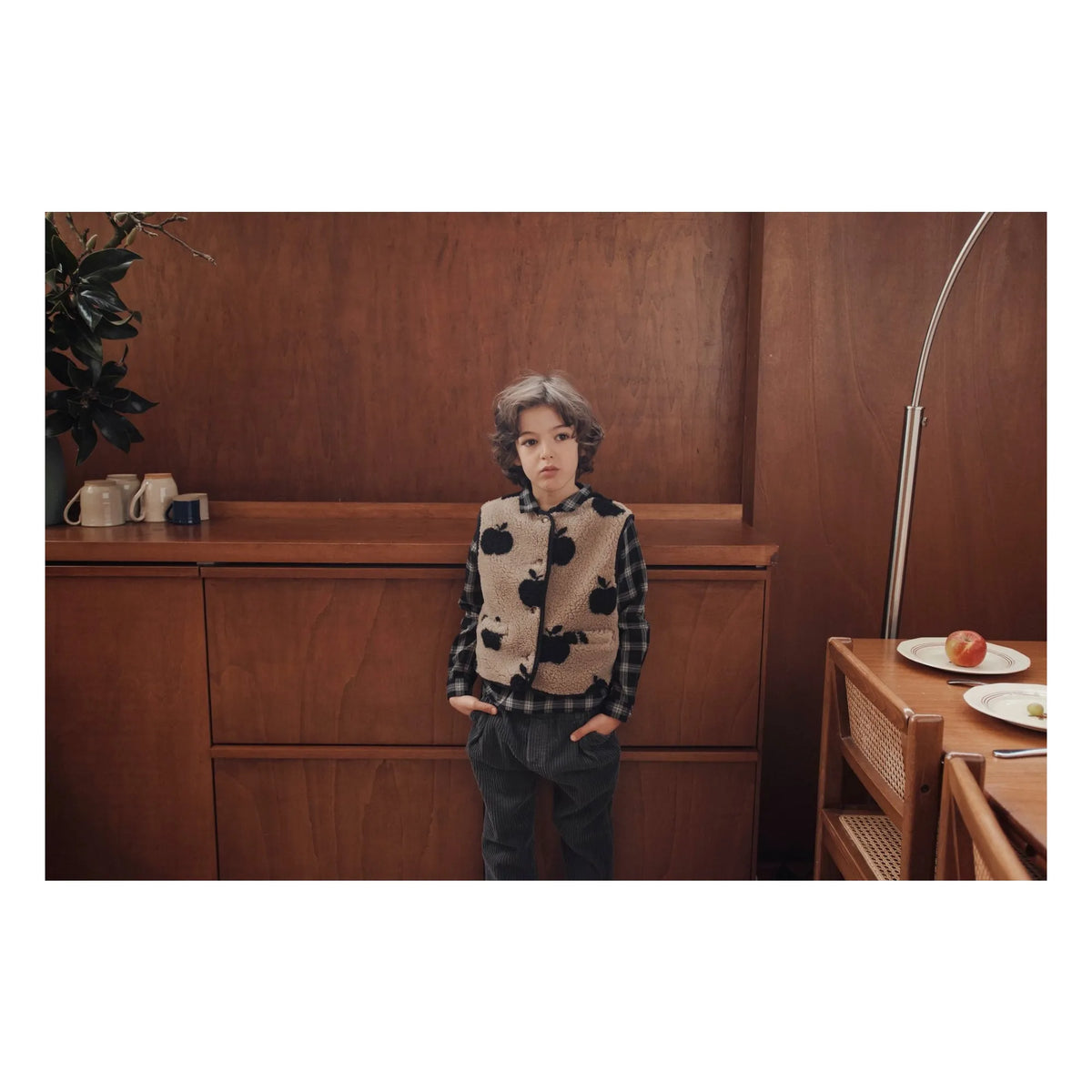 Emile et Ida Grey Apple Sherpa Fleece Vest