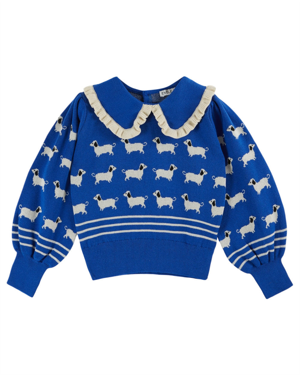 Emile et Ida Royal Blue  Dog Jacquard Sweater