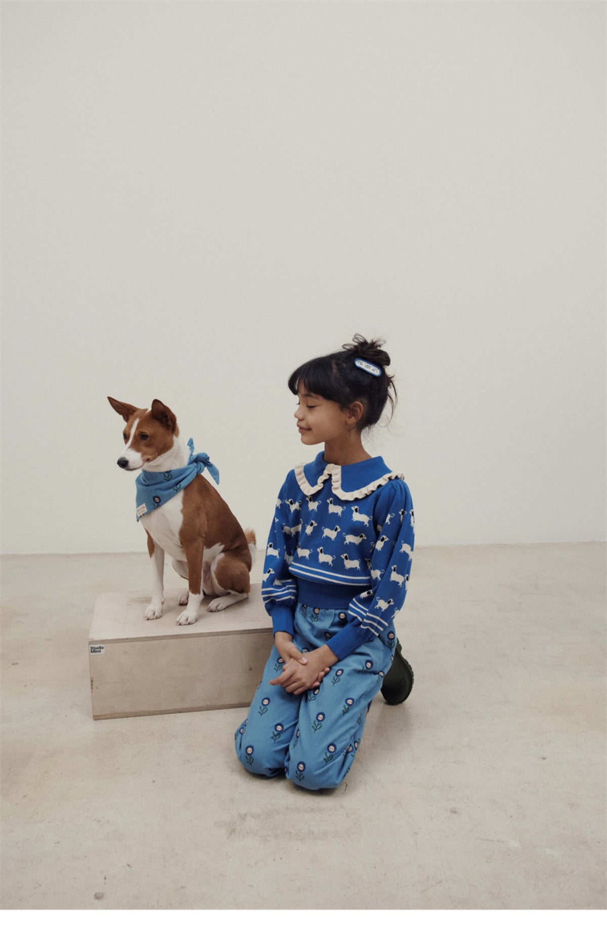 Emile et Ida Royal Blue  Dog Jacquard Sweater