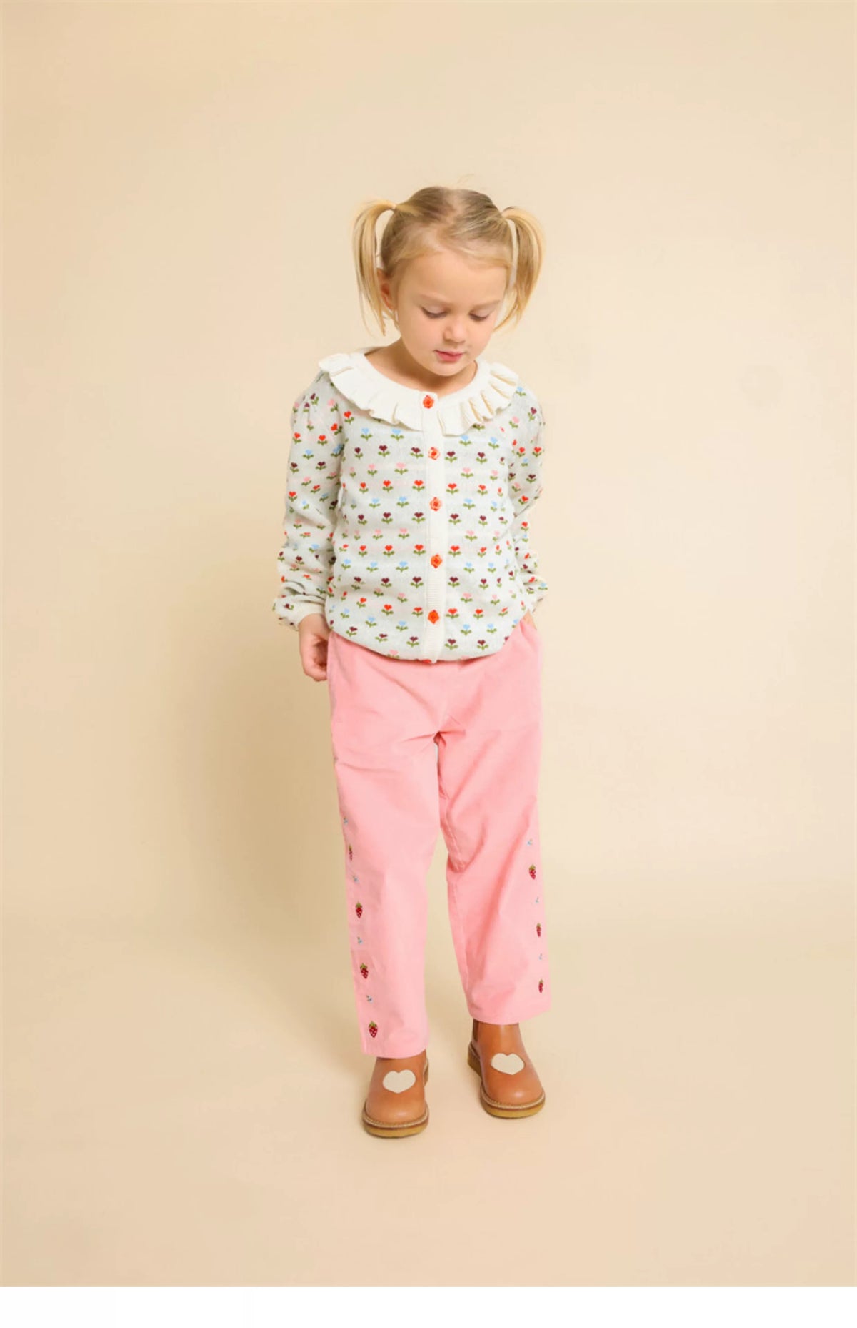 Floess Annabelle Heavy Knit Cotton Ruffle Collar Cardigan