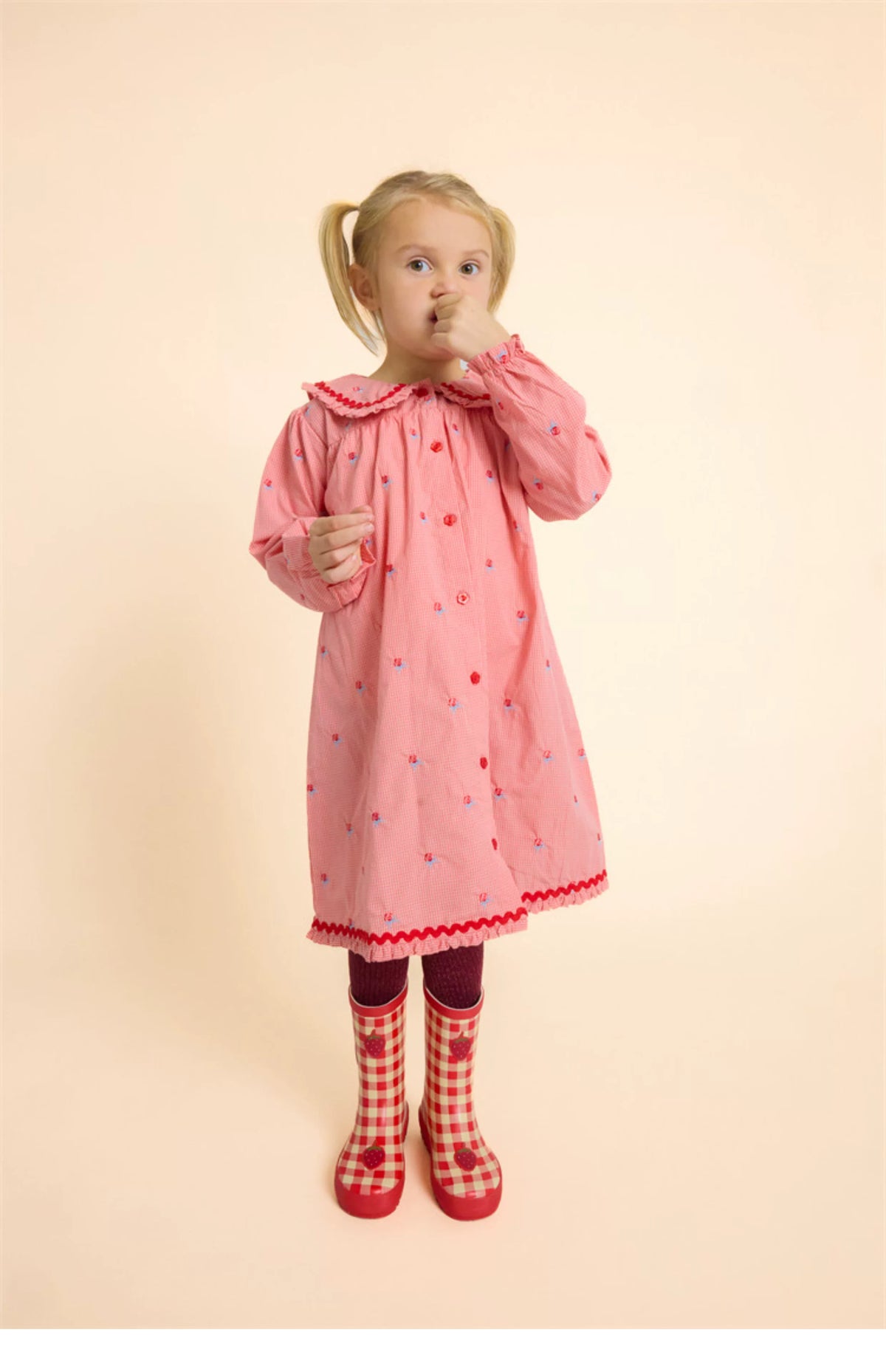Floess Pink Rose  Cotton Dress