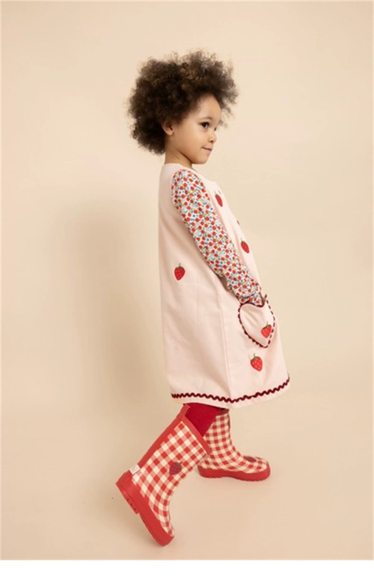Floess Strawberry Embroidered  Pinafore Dress