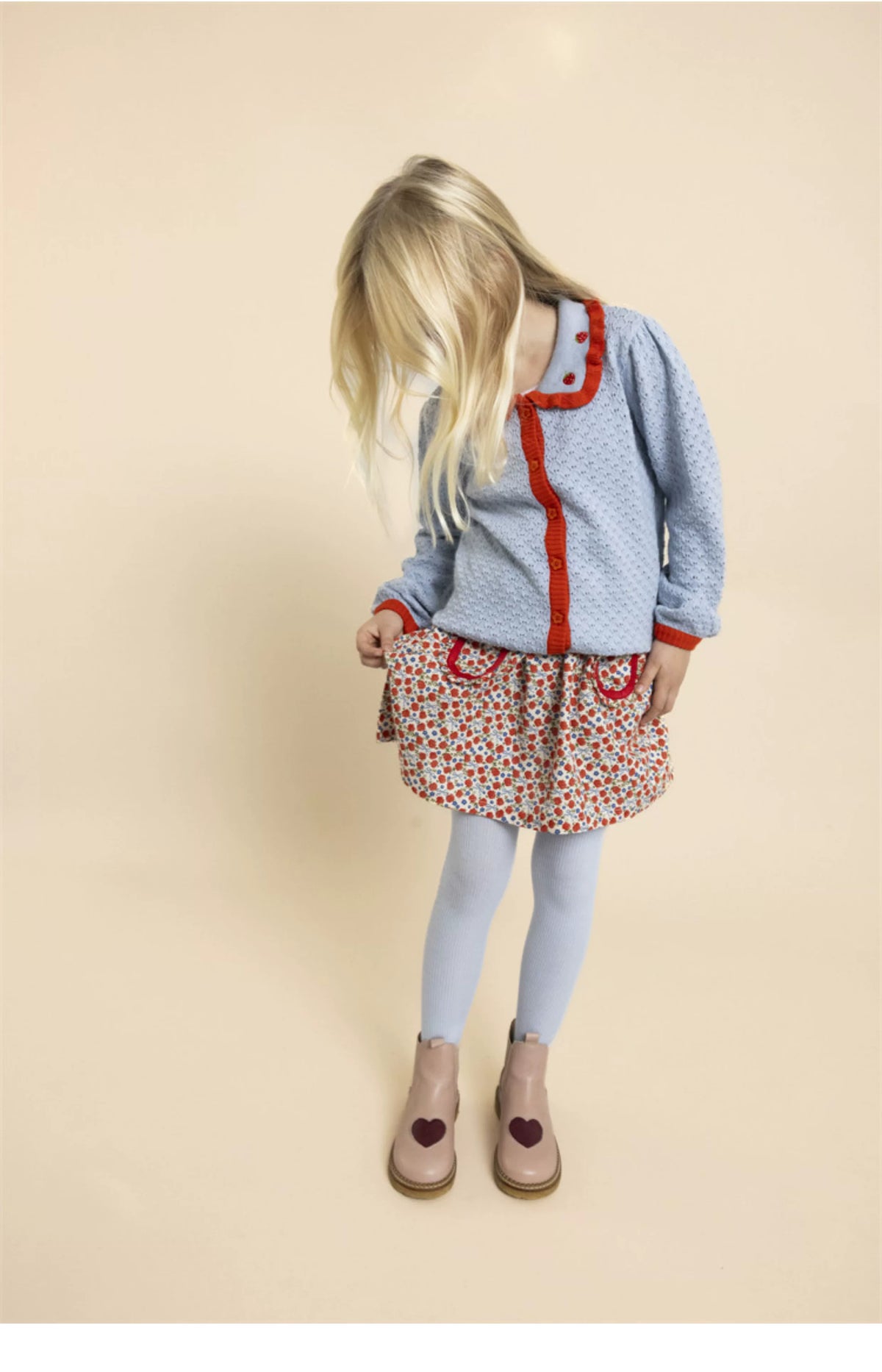 Floess  Strawberry Embroidered Collar  Cardigan
