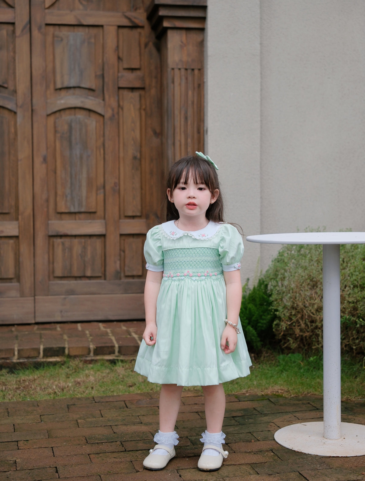 Fresh Mint Green Hand-Smocked Dress