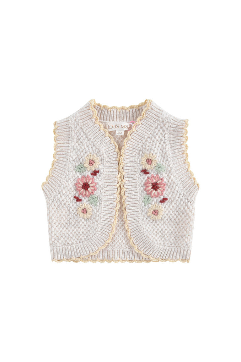 Sylna Sleeveless Cardigan (Cream)