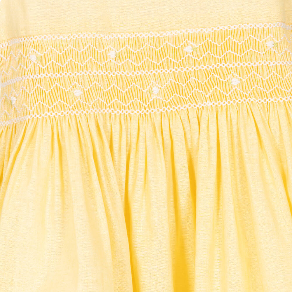 KIDIWI Girls' Yellow Smocked Dress