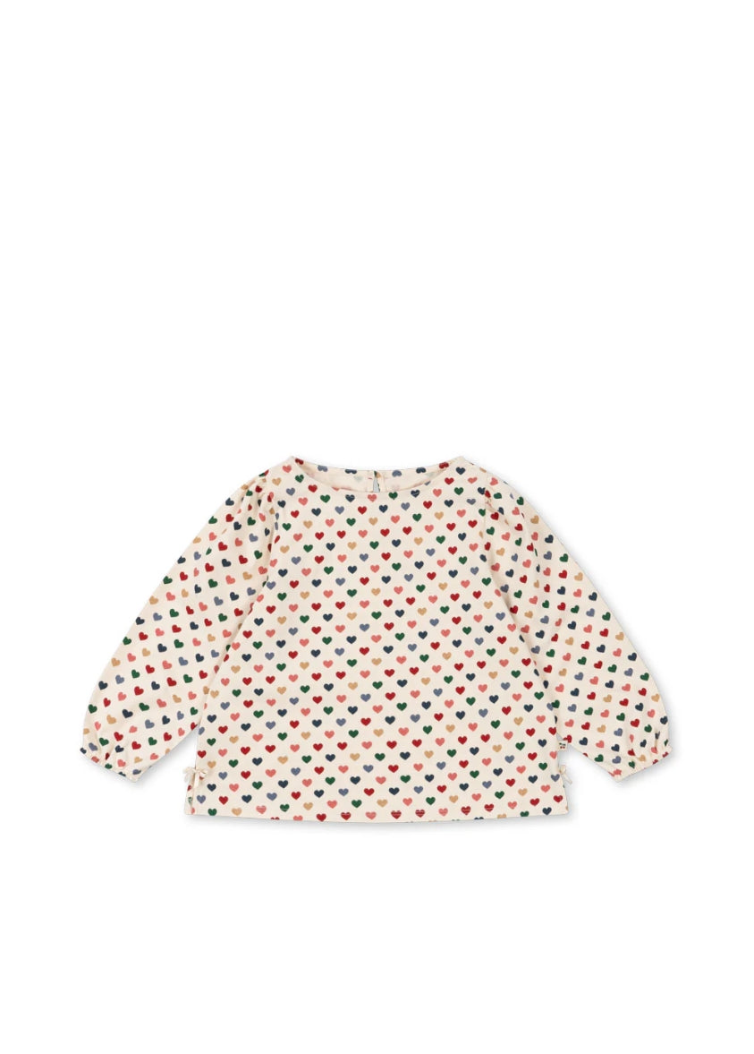 Konges Slojd Colorful Heart Print Organic Cotton Long-Sleeve Baby Tee