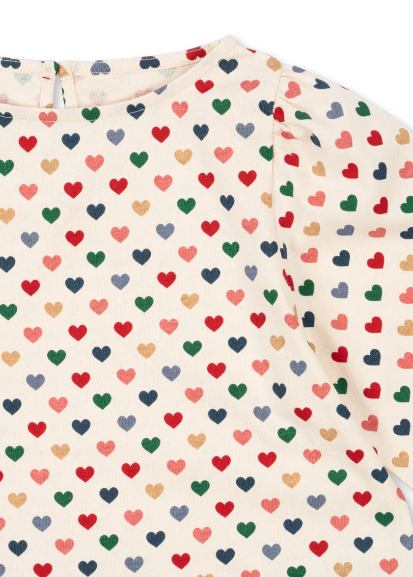 Konges Slojd Colorful Heart Print Organic Cotton Long-Sleeve Baby Tee