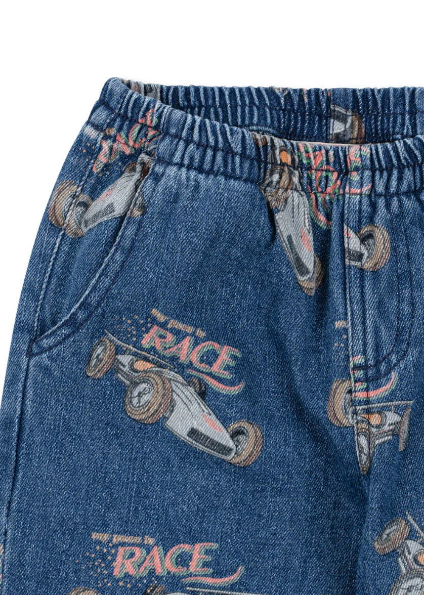 Konges Slojd Soft Denim Car Print Pants