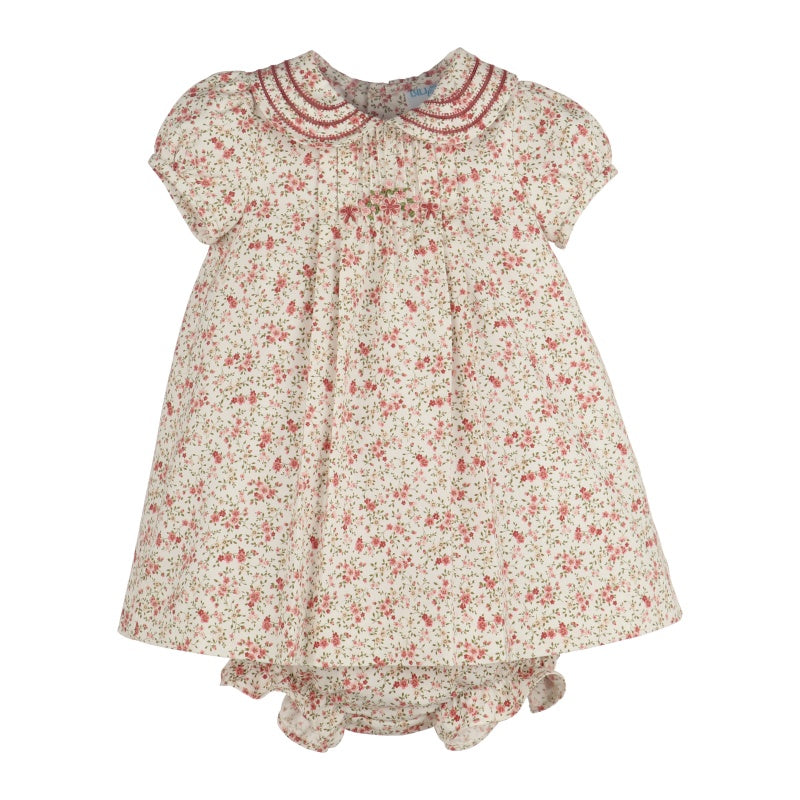 Luli & Me floral baby girl dress with Peter Pan collar and boutique style