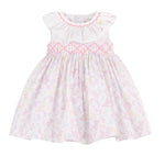 Luli & Me Smock Dress for girls pastel butterfly print dress front view