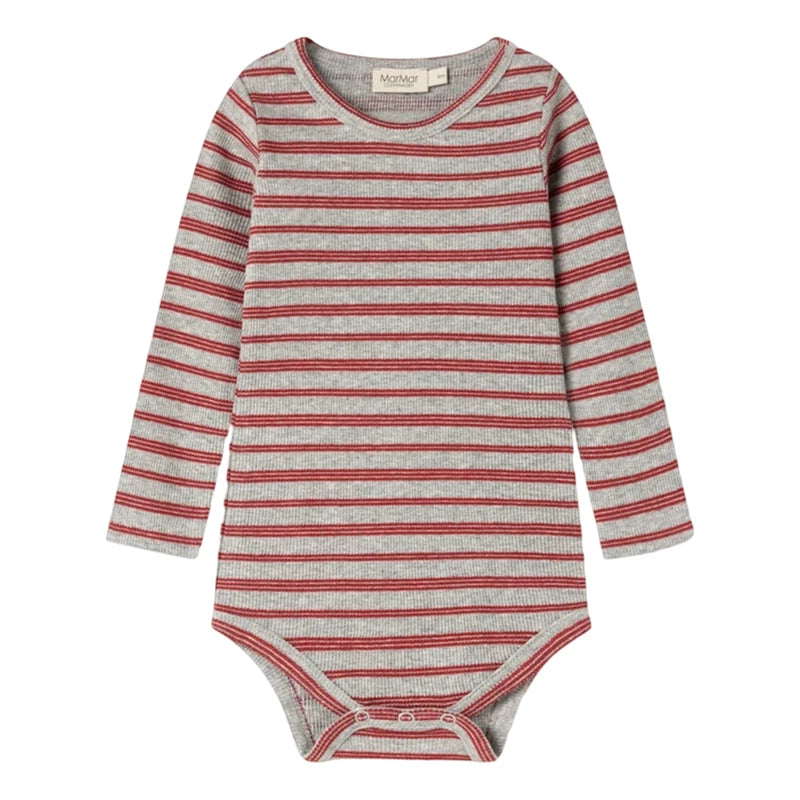 MarMar Copenhagen  Long Sleeve Body - Grey & Red Stripe