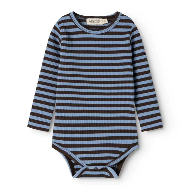 MarMar Copenhagen Blue & Brown Stripe Baby  Long Sleeve Body